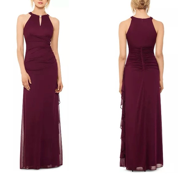 B & A by Betsey and Adam Burgundy Floor Length Party Cocktail Formal Dress 10 - Picture 1 of 14